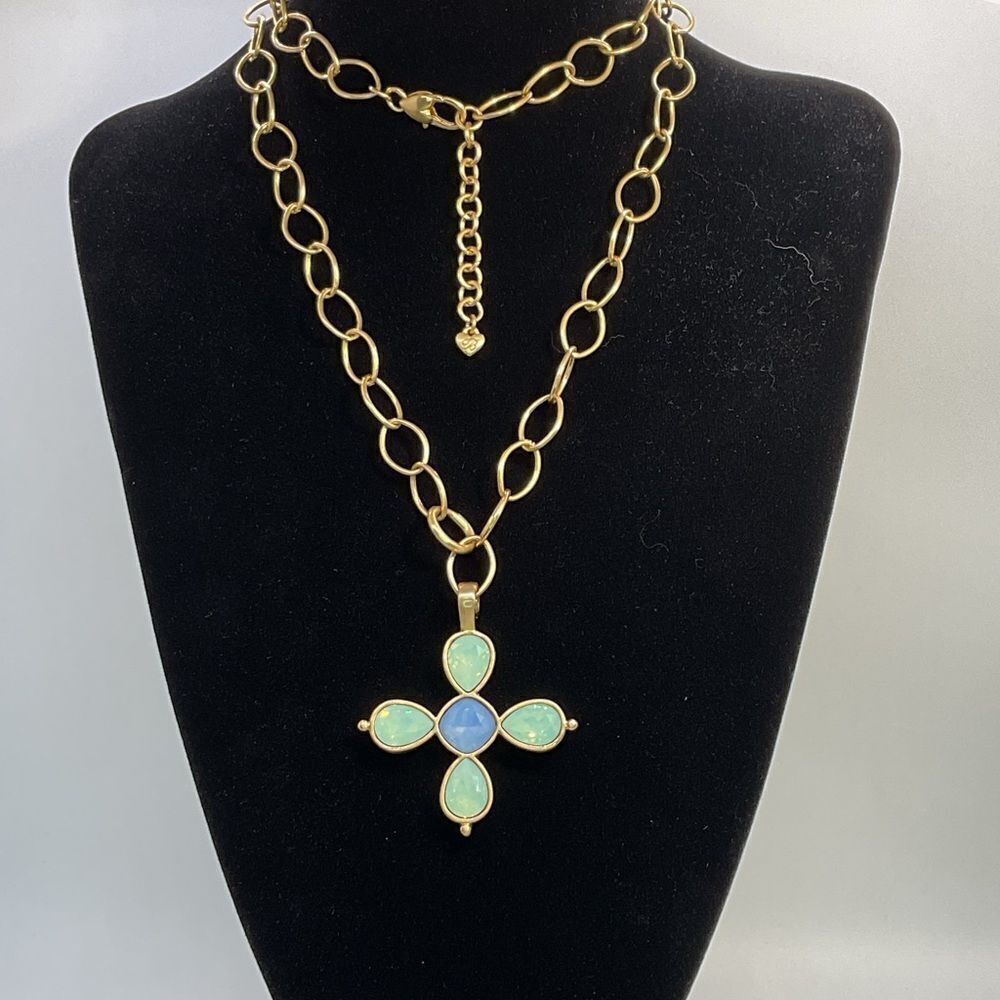 Brighton Gold Toned Versailles Mercury Cross Pendant Necklace